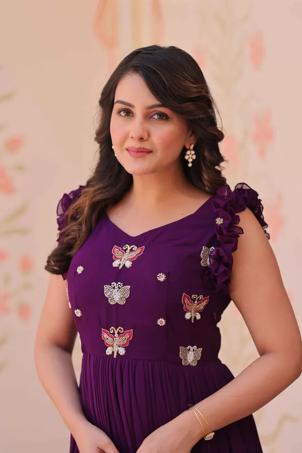 Purple_Georgette_Multi_Thread_Beads_Embroidery_Work_Gown_For_Women