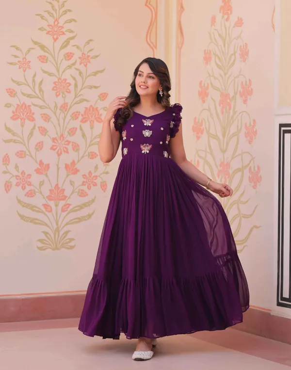 Purple_Georgette_Multi_Thread_Beads_Embroidery_Work_Gown_For_Women