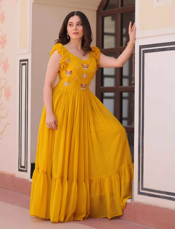 Squash_Yellow_Georgette_Multi_Thread_Beads_Embroidery_Work_Gown_For_Women