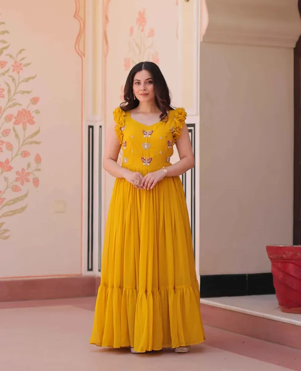 Squash_Yellow_Georgette_Multi_Thread_Beads_Embroidery_Work_Gown_For_Women