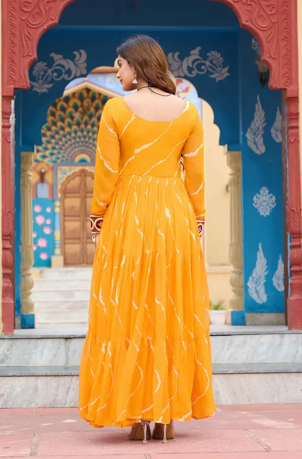 Yellow_Leheriya_Print_With_Kutchi_Patchwork_Navratri_Gown_For_Women