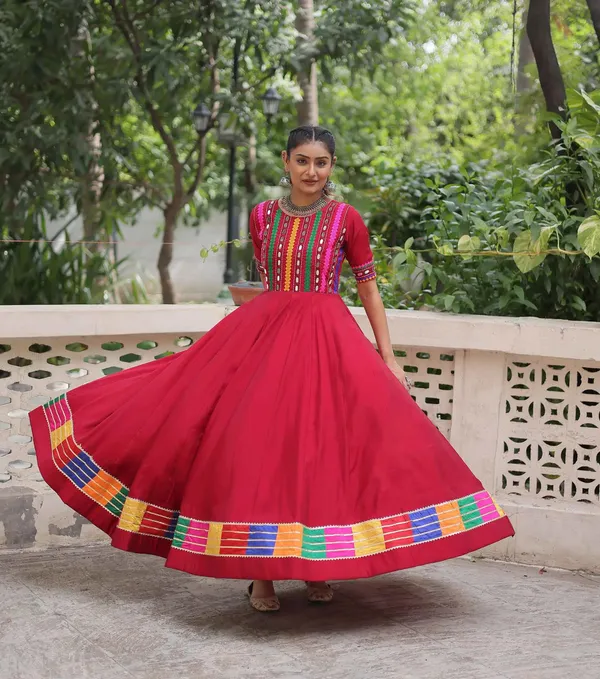 Maroon_Multi_Thread_And_Mirror_Work_With_Lace_Embellished_Navratri_Gown_For_Women