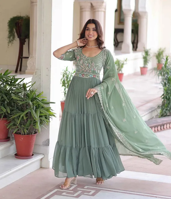 Sage_Green_Beads_Embroidery_Work_Gown_For_Women