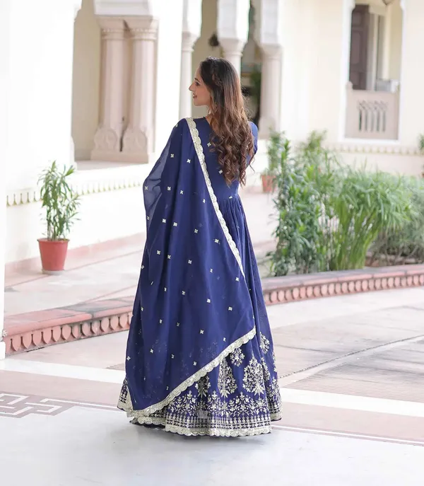 Blue_Silk_Gown_With_Embroidery_Work_For_Women