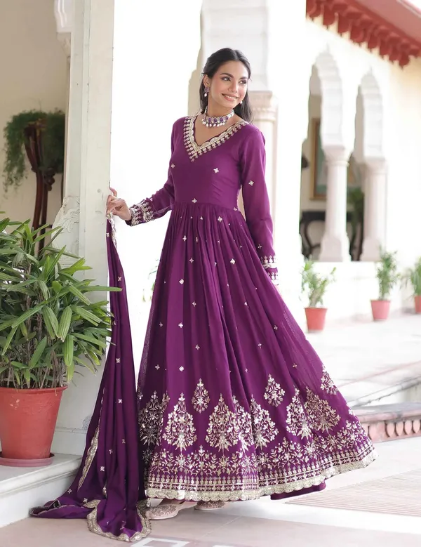 Dark_Raspberry_Embroidery_Work_Gown_For_Women