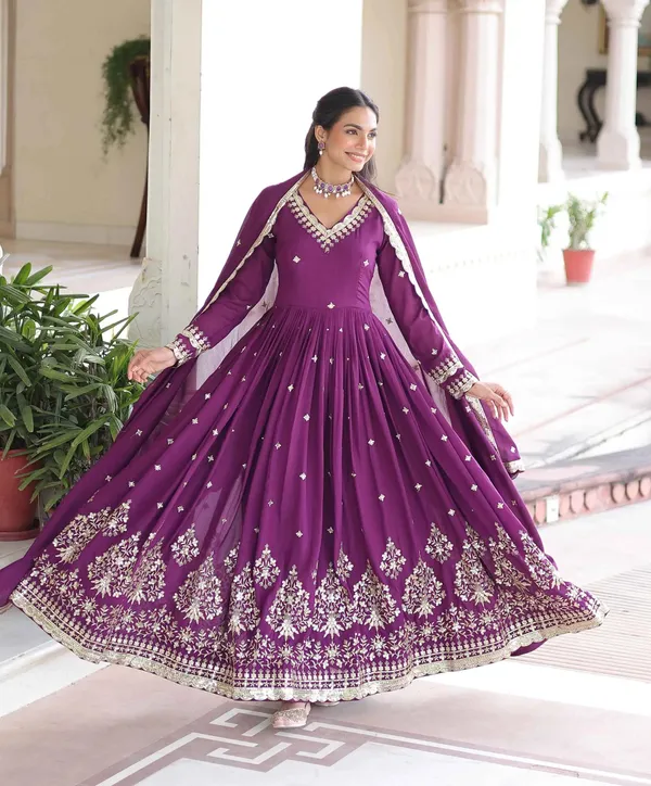 Dark_Raspberry_Embroidery_Work_Gown_For_Women