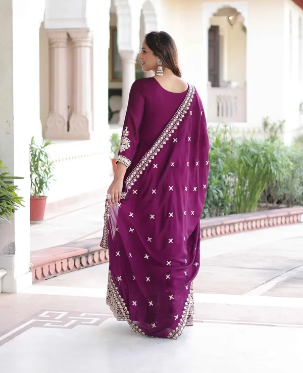 Magenta_Sequins_Embroidery_Work_Gown_For_Women