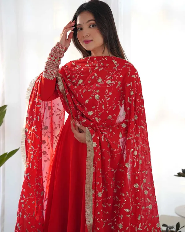 Cornell_Red_Designer_Georgette_Gown_With_Heavy_Embroidery_Work_Dupatta_For_Women
