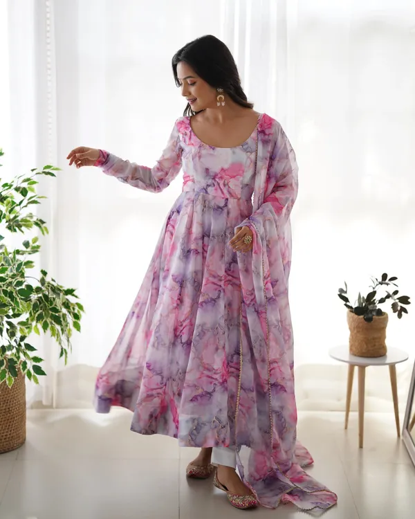 Off_White_Multi_Color_Printed_Organza_Anarkali_Gown_For_Women