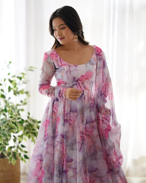 Off_White_Multi_Color_Printed_Organza_Anarkali_Gown_For_Women