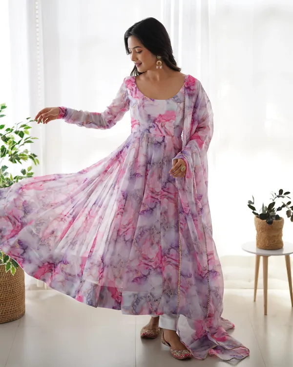 Off_White_Multi_Color_Printed_Organza_Anarkali_Gown_For_Women