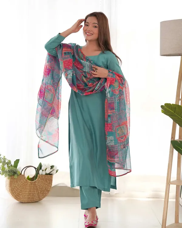 Beetle_Blue_Viscose_Straight_Salwar_Suit_With_Multi_Floral_Print_Dupatta_For_Women