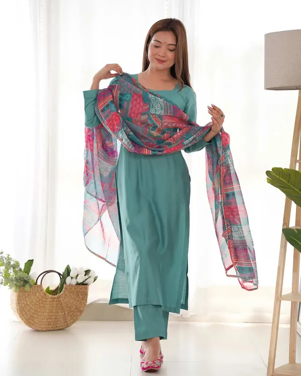 Beetle_Blue_Viscose_Straight_Salwar_Suit_With_Multi_Floral_Print_Dupatta_For_Women