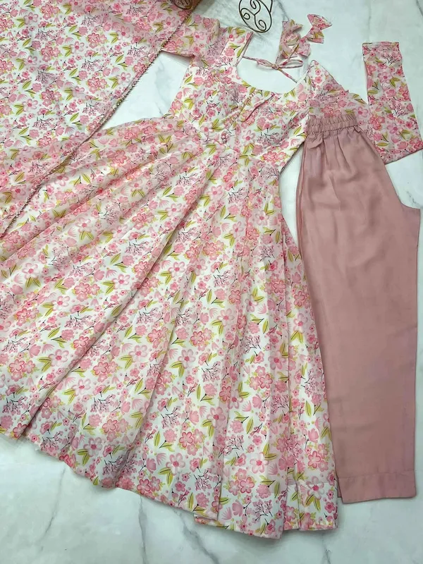 Peach_Chiffon_Anarkali_Gown_With_Floral_Print_With_Dupatta_For_Women