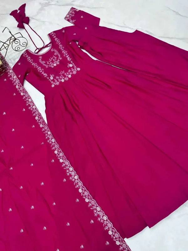 Rani_Pink_Silk_Gown_With_Beads_Hand_Work_For_Women