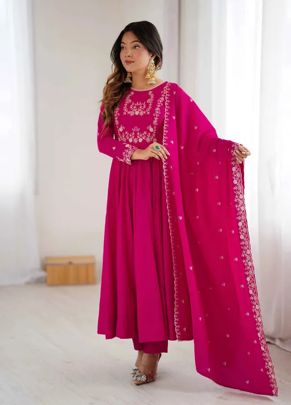 Rani_Pink_Silk_Gown_With_Beads_Hand_Work_For_Women