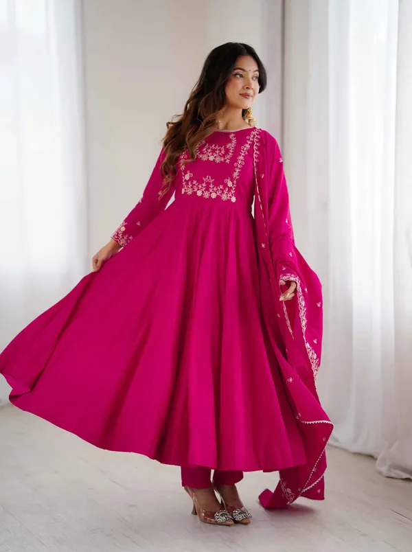 Rani_Pink_Silk_Gown_With_Beads_Hand_Work_For_Women