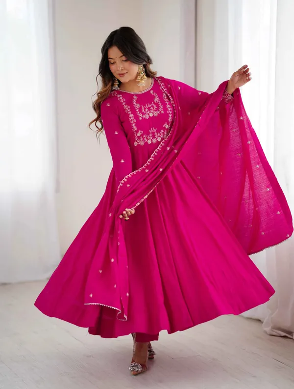 Rani_Pink_Silk_Gown_With_Beads_Hand_Work_For_Women