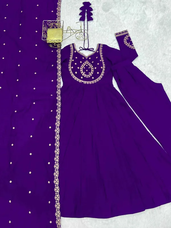 Purple_Silk_Gown_With_Beads_Hand_Work_For_Women