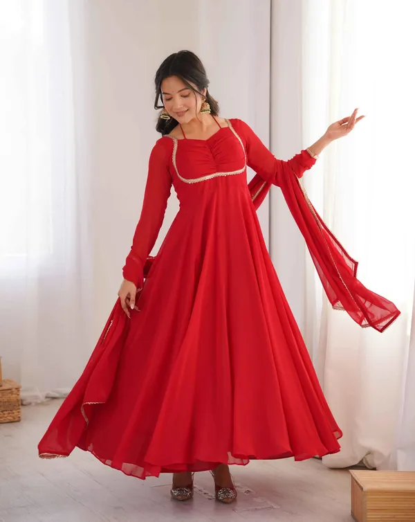 Designer_Red_Georgette_Gown_With_Dupatta_For_Women
