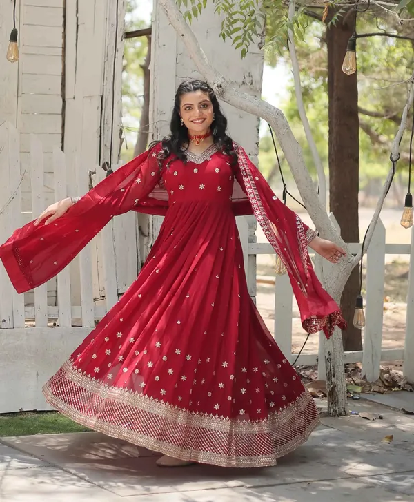 Merlot_Red_Gown_Zari_Sequins_Embroidery_Work_And_Dupatta_For_Women