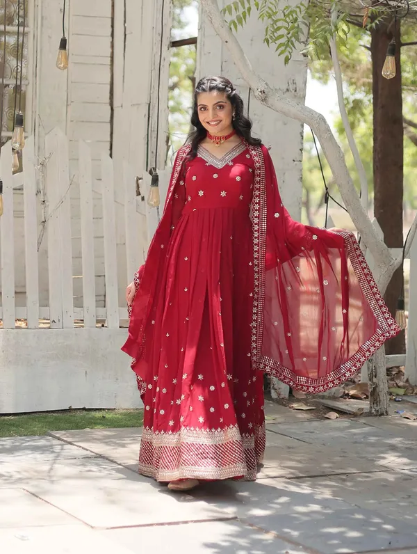 Merlot_Red_Gown_Zari_Sequins_Embroidery_Work_And_Dupatta_For_Women