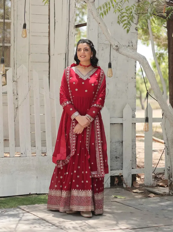 Merlot_Red_Gown_Zari_Sequins_Embroidery_Work_And_Dupatta_For_Women