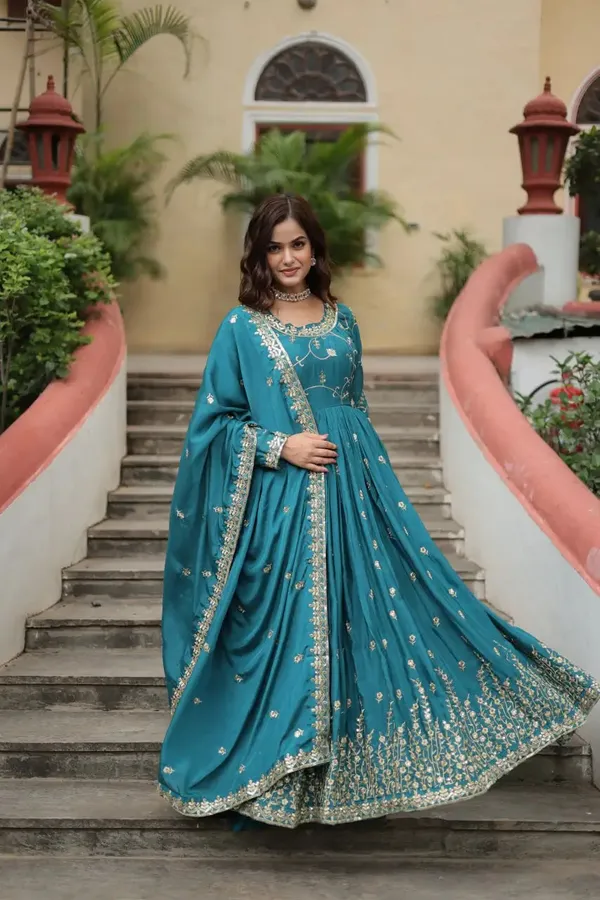Rama_Chinon_Rich_Sequins_Embroidery_Work_Side_Cut_Gown_With_Dupatta_And_Sharara_For_Women