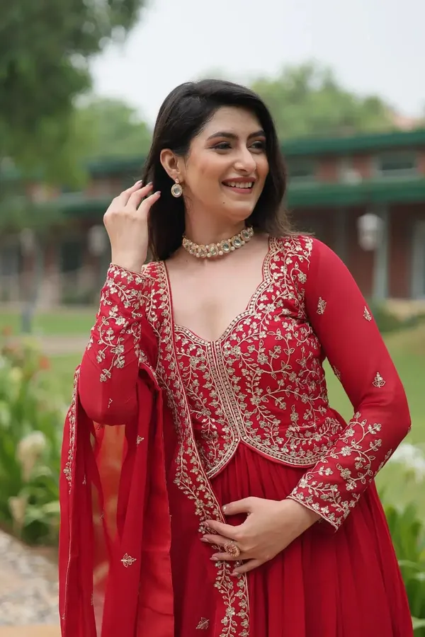 Shiraz_Red_Zari_Multi_Sequins_Embroidery_Work_Georgette_Gown_With_Dupatta_For_Women