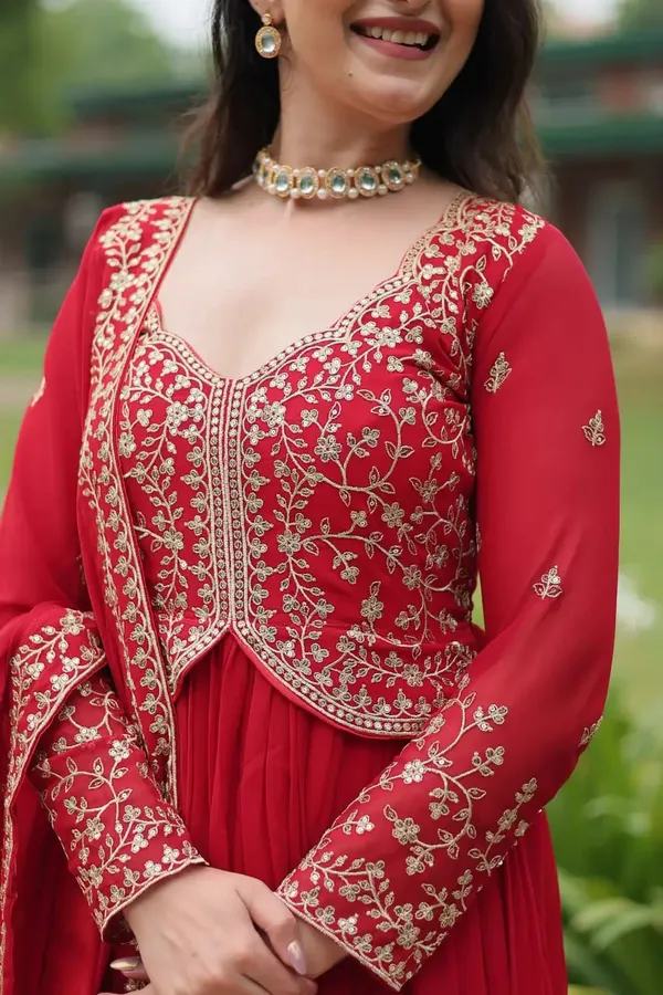 Shiraz_Red_Zari_Multi_Sequins_Embroidery_Work_Georgette_Gown_With_Dupatta_For_Women