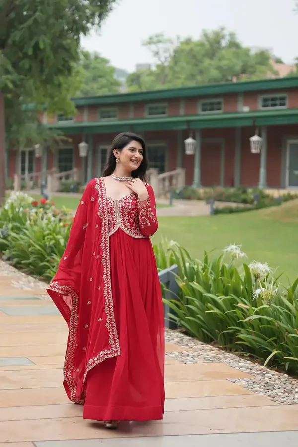 Shiraz_Red_Zari_Multi_Sequins_Embroidery_Work_Georgette_Gown_With_Dupatta_For_Women