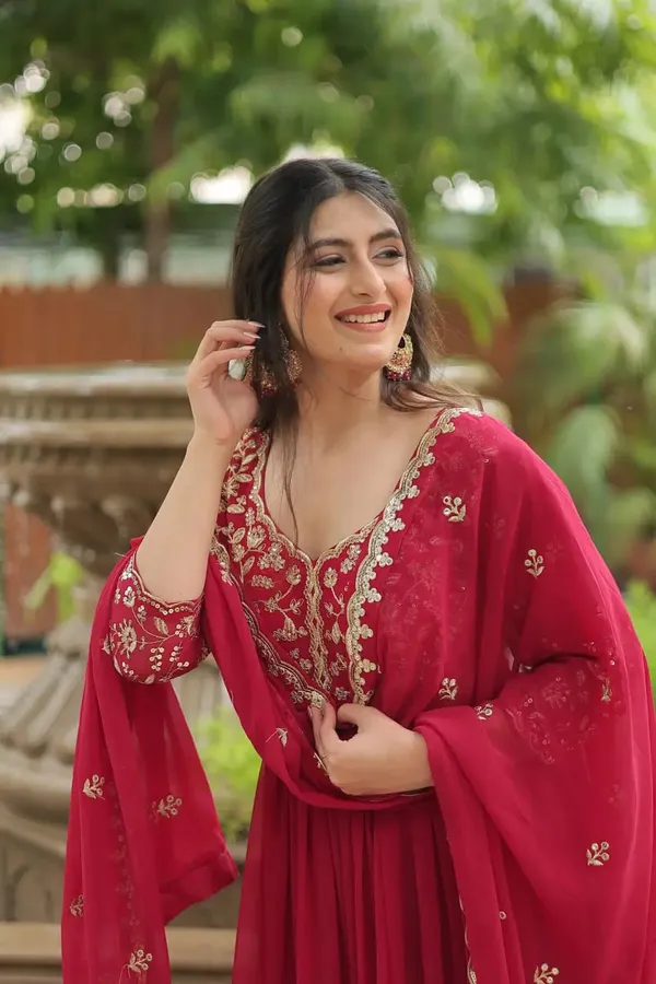 Pink_Rich_Sequins_Embroidery_Work_Gown_With_Dupatta_For_Women