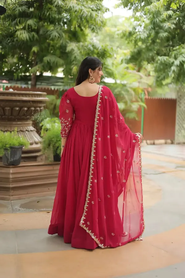 Pink_Rich_Sequins_Embroidery_Work_Gown_With_Dupatta_For_Women
