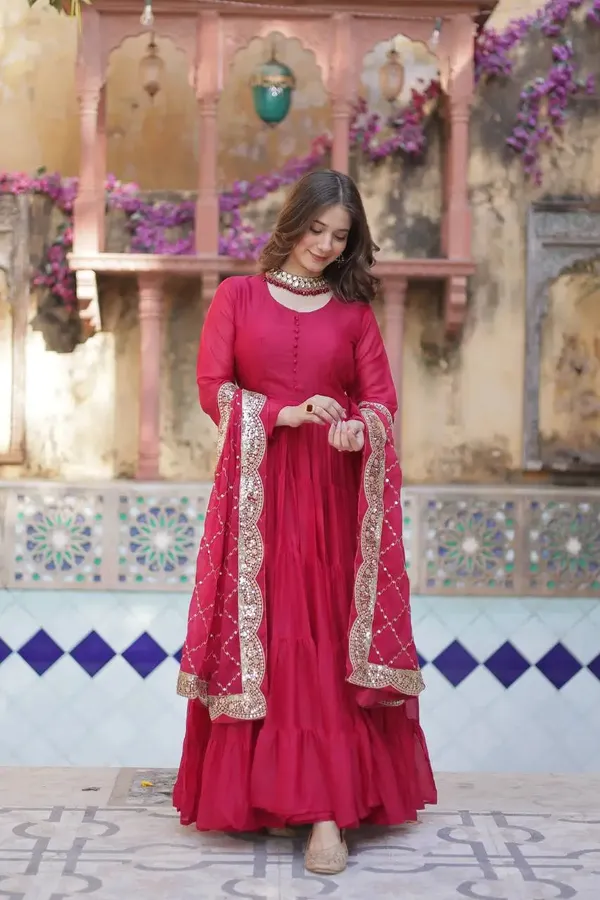 Light_Red_Georgette_Fully_Flair_Gown_With_Embroidery_Work_Dupatta_For_Women