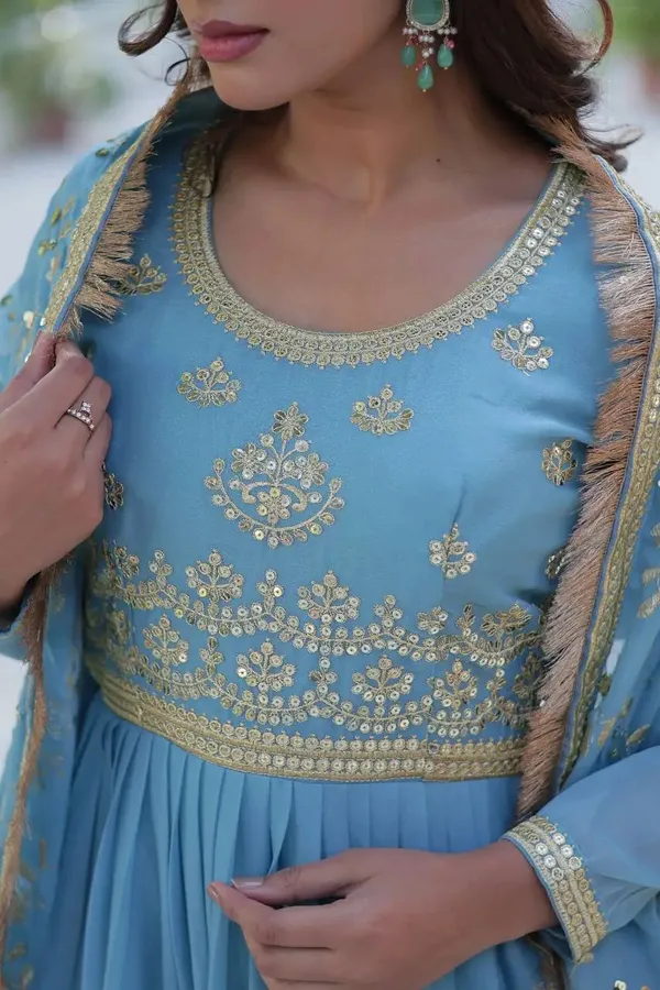 Sky_Blue_Embroidery_Work_Georgette_Fully_Flair_Gown_And_Heavy_Dupatta_For_Women