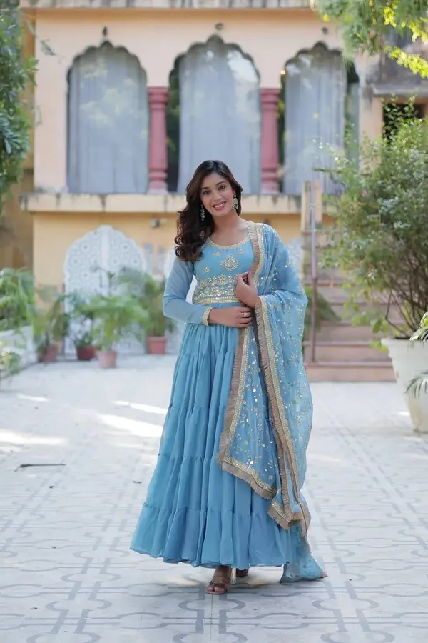 Sky_Blue_Embroidery_Work_Georgette_Fully_Flair_Gown_And_Heavy_Dupatta_For_Women