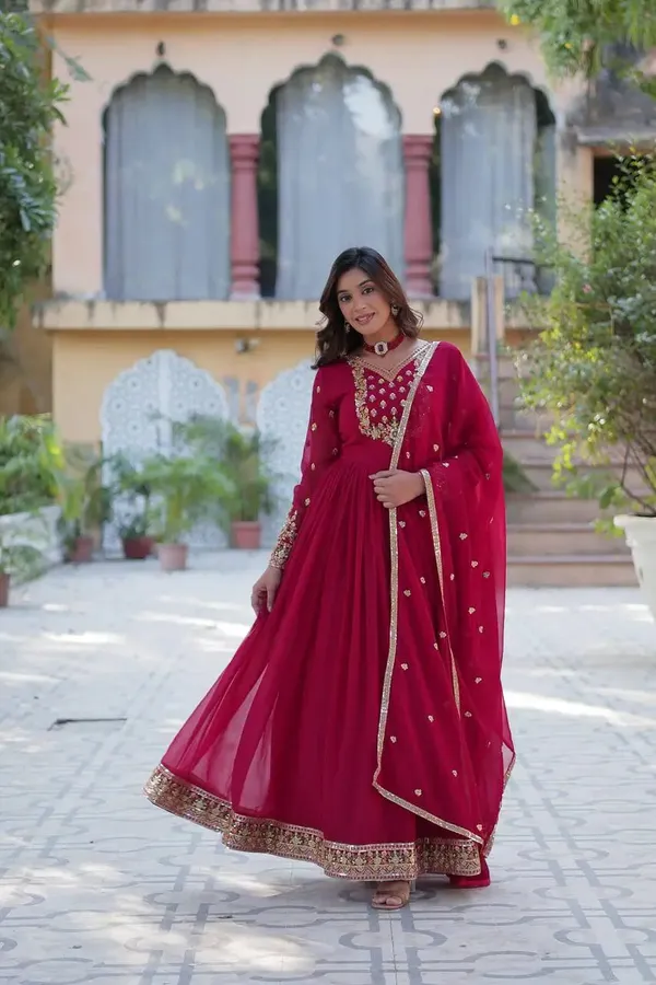 Pink_Georgette_Gown_With_Rich_Sequins_Embroidered_Work_With_Dupatta_For_Women