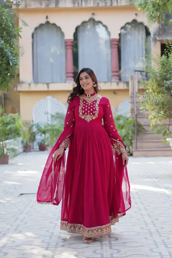 Pink_Georgette_Gown_With_Rich_Sequins_Embroidered_Work_With_Dupatta_For_Women