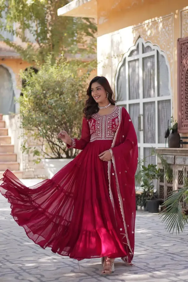 Red_Devil_Georgette_Attractive_Embroidery_Pearl_Work_Gown_With_Dupatta_For_Women