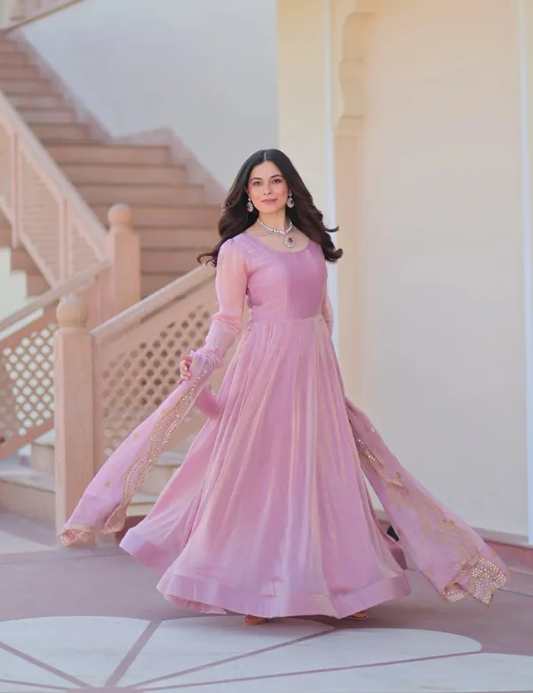 Shiny_Baby_Pink_Designer_Fendi_Chiffon_Gown_With_Embroidery_Work_Dupatta_For_Women