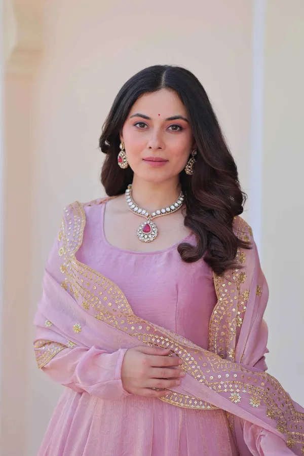 Shiny_Baby_Pink_Designer_Fendi_Chiffon_Gown_With_Embroidery_Work_Dupatta_For_Women