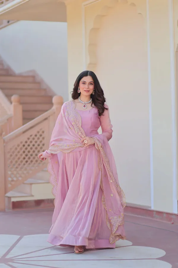 Shiny_Baby_Pink_Designer_Fendi_Chiffon_Gown_With_Embroidery_Work_Dupatta_For_Women