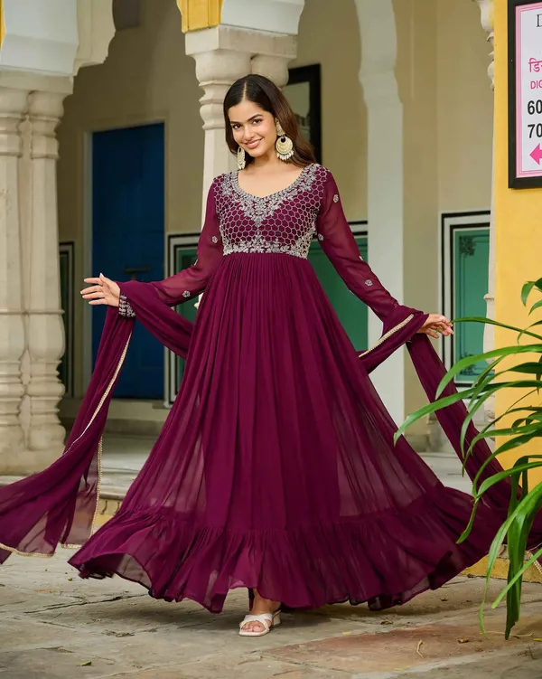 Dark_Maroon_Gown_With_Beads_Embroidery_Work_For_Women