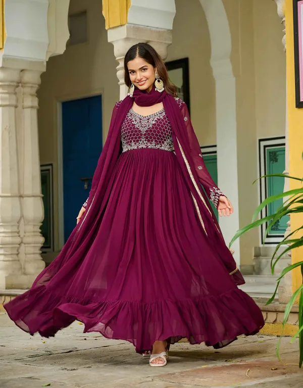 Dark_Maroon_Gown_With_Beads_Embroidery_Work_For_Women