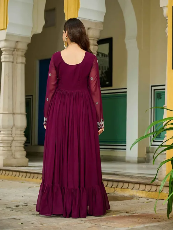 Dark_Maroon_Gown_With_Beads_Embroidery_Work_For_Women