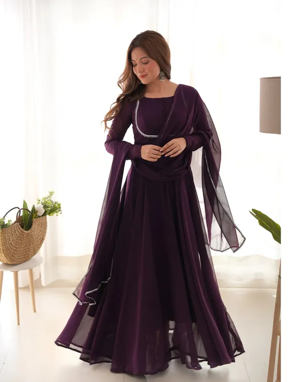 Grape_Wine_Designer_Georgette_Gown_With_Dupatta_For_Women