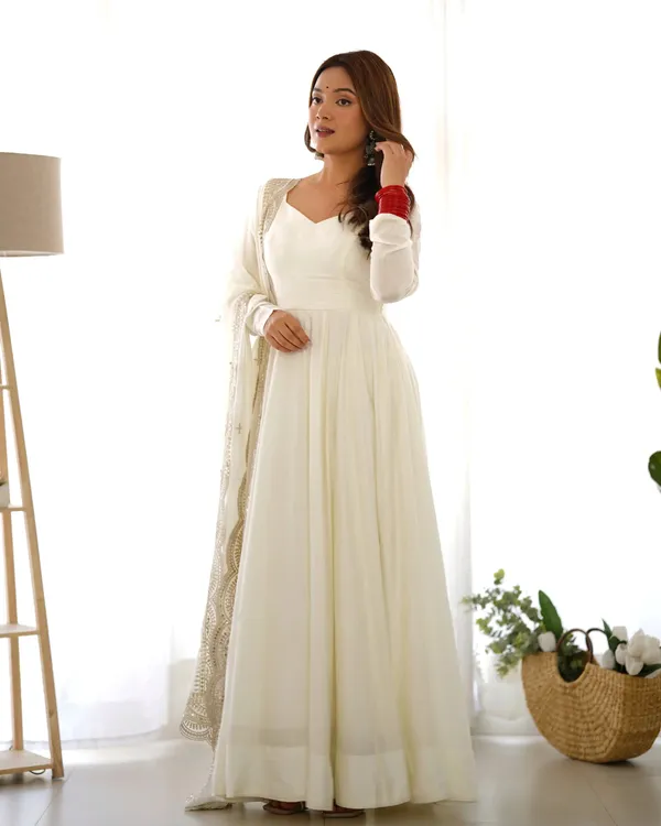 Off_White_Silk_Anarkali_Gown_With_Georgette_Embroidery_Work_Dupatta_For_Women