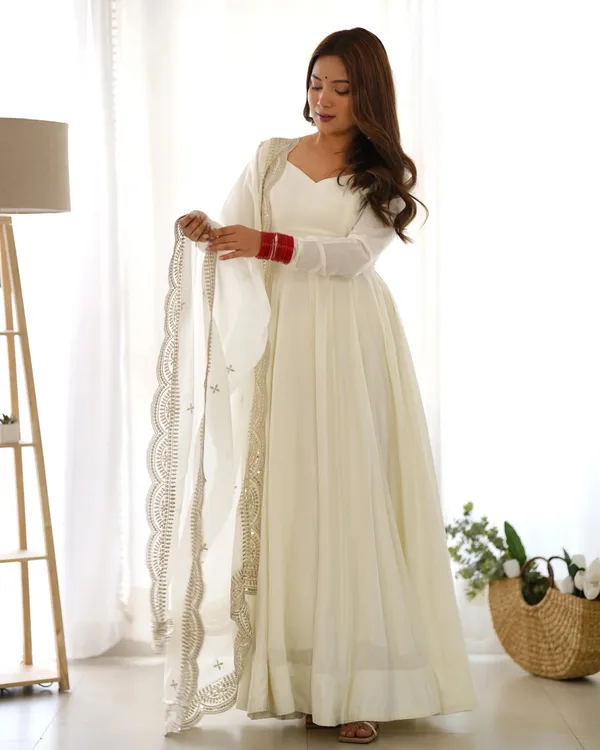 Off_White_Silk_Anarkali_Gown_With_Georgette_Embroidery_Work_Dupatta_For_Women