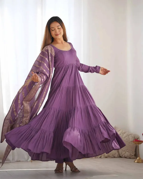 Mauve_Purple_Silk_Gown_With_Jacquard_Banarasi_Dupatta_For_Women