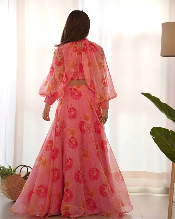 Dirty_Pink_Floral_Print_Indo_Western_With_Detachable_Sleeves_And_Lehenga_For_Women